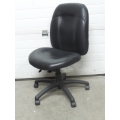 Black Leather Rolling Adjustable Mid Back Task Chair